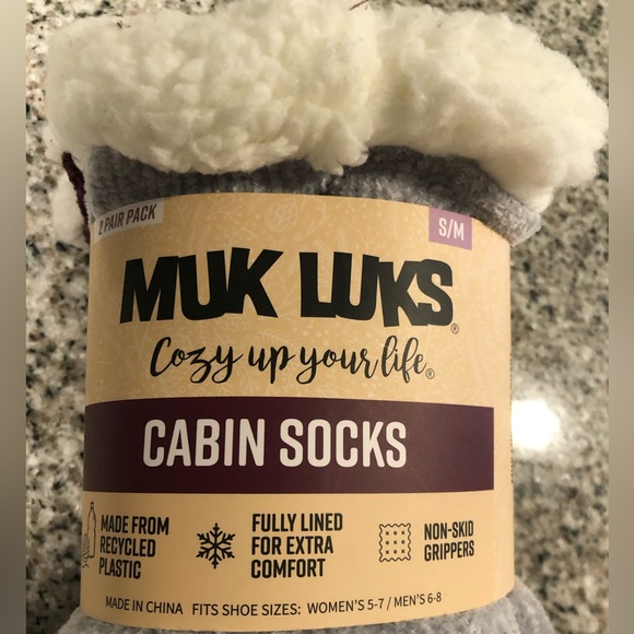 Muk Lukas Cabin Sock 2 Pair Pack New With Tags Size Small/Medium - Picture 2 of 13